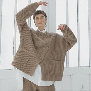 Monica Cordera Chunky Soft Wool Cardigan, Camel